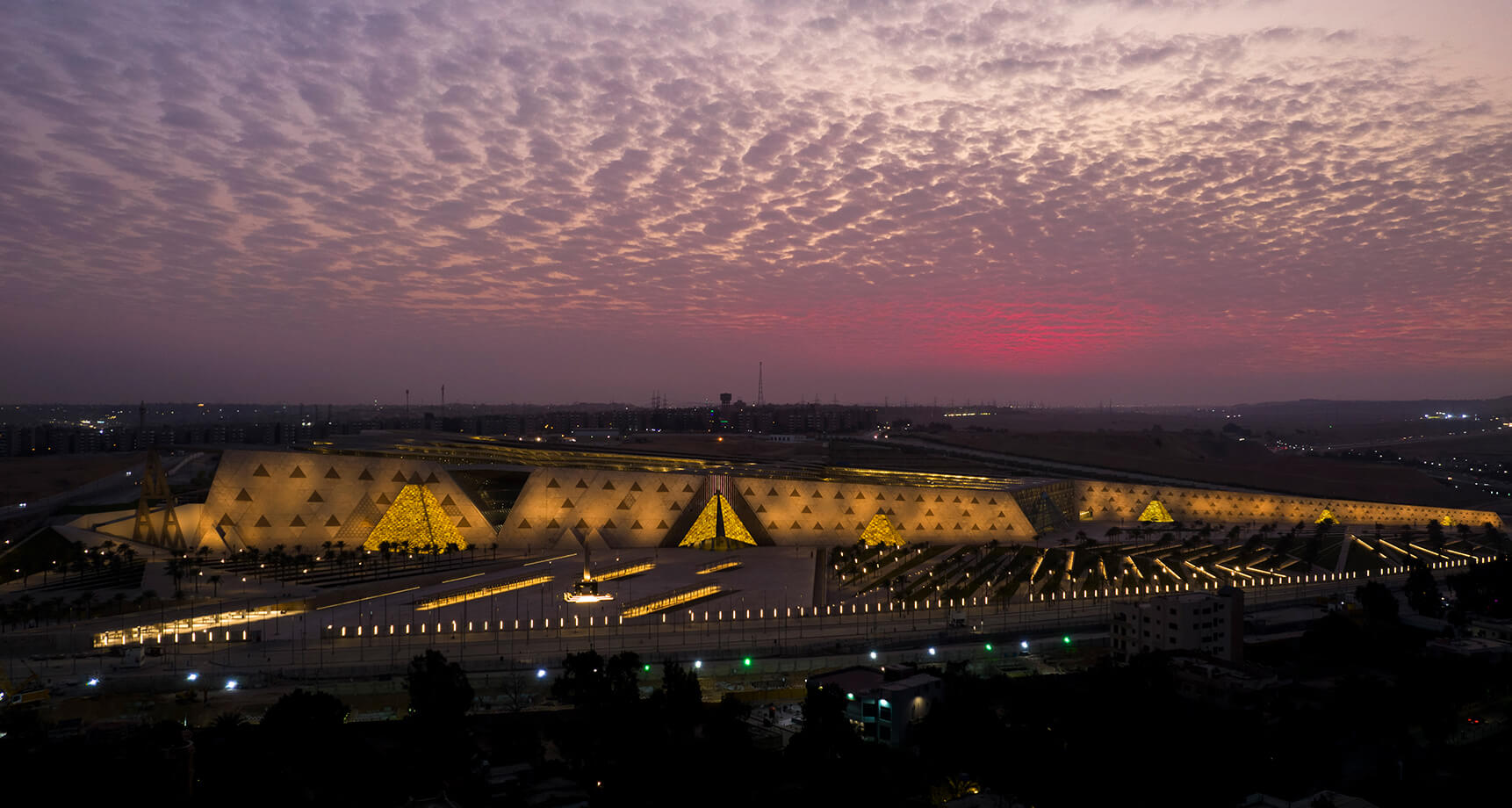Grand Egyptian Museum at night